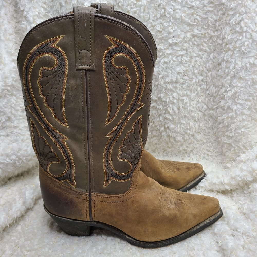 Laredo Lea Vamp Fox 5732 Embroidered Leather Western Boots sz 10